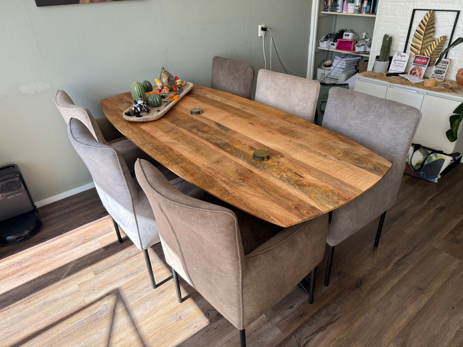 Eettafel met 6 stoelen, Ophalen, 200 cm of meer, 50 tot 100 cm, Zo goed als nieuw
