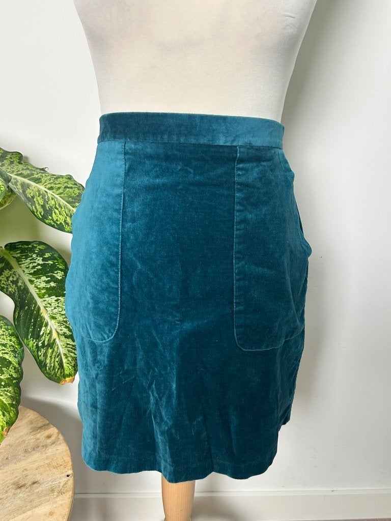 King Louie maat 38 prachtige turquoise velvet rok 3439, Kleding | Dames, Maat 38/40 (M), Blauw, Ophalen of Verzenden, Zo goed als nieuw