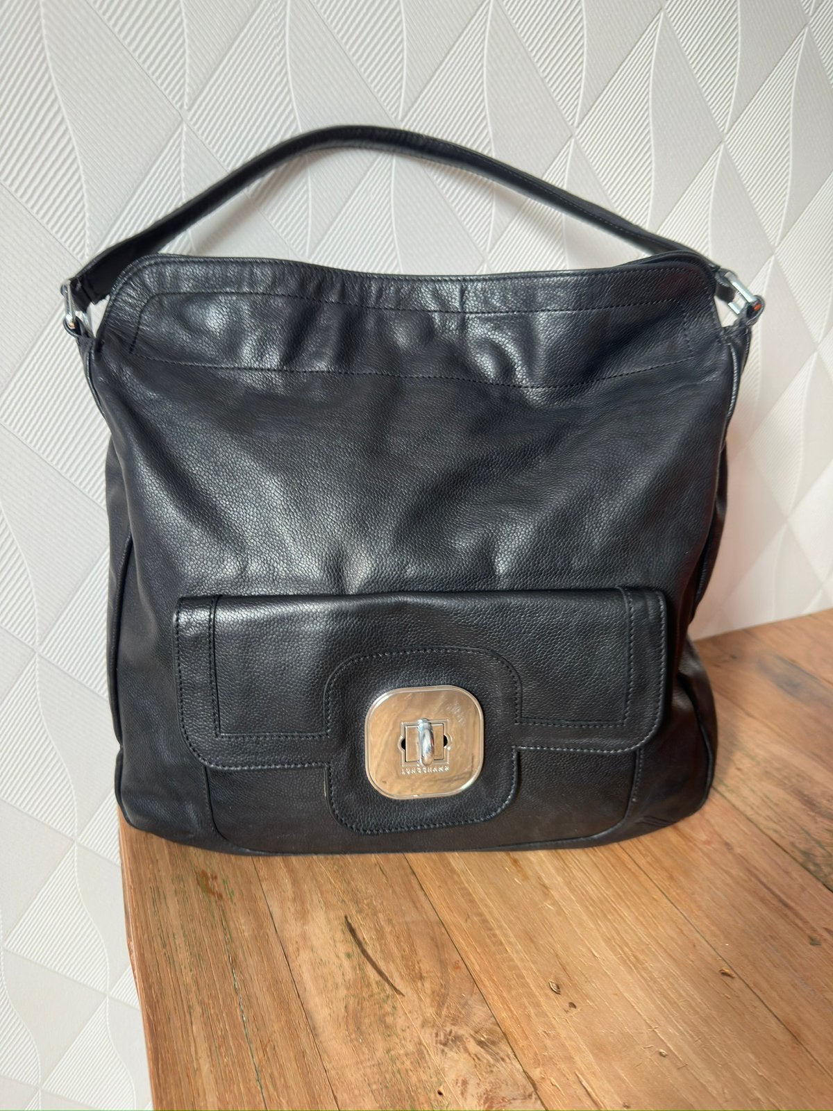 Longchamp Gatsby tas, leer, Sieraden, Tassen en Uiterlijk, Ophalen of Verzenden, Gebruikt, Zwart, Handtas