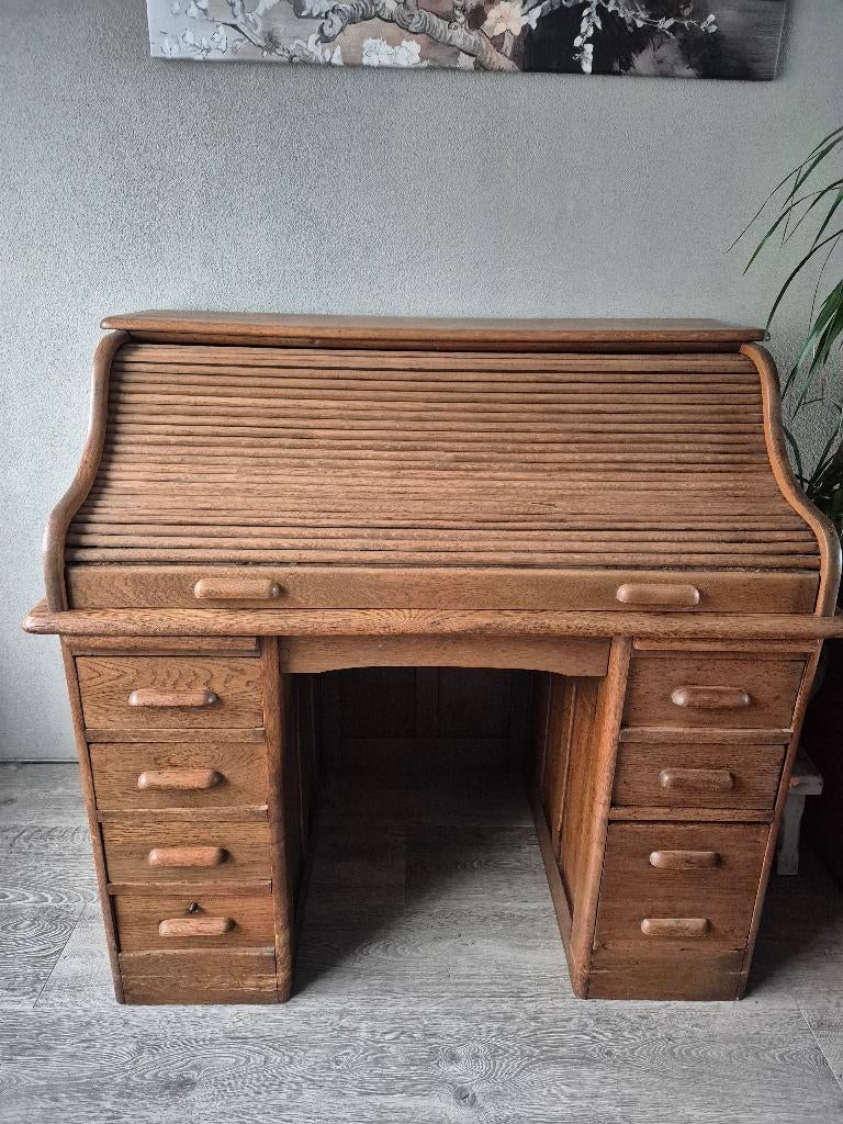 antiek eikenhouten rolluik bureau / secretaire, Ophalen