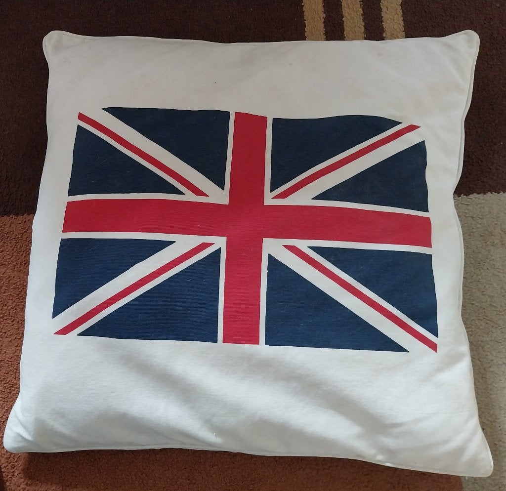 Sierkussen met Union Jack vlag - Wit, rood, blauw, Ophalen, Meerkleurig, Met print, Vierkant