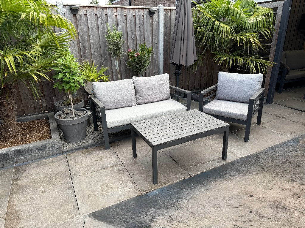 Loungeset antraciet aluminium sense-line, Tuin en Terras, Tuinsets en Loungesets, Ophalen, 4 zitplaatsen, Gebruikt, Bank