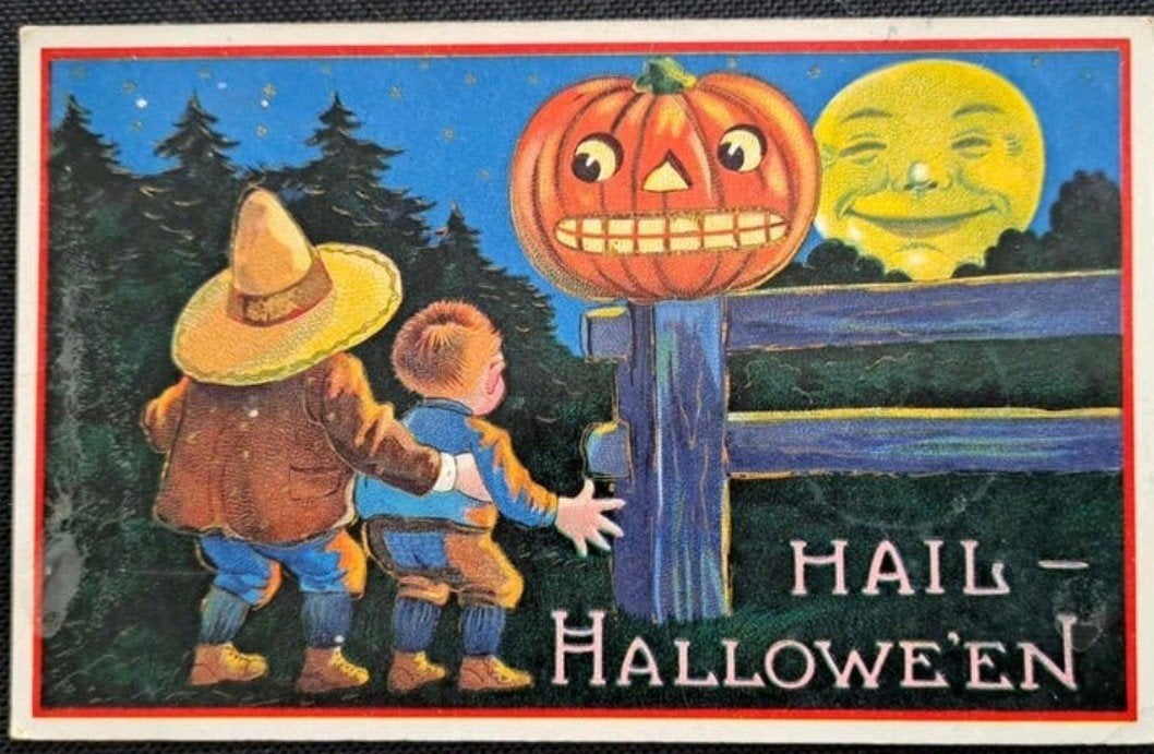Zeldzame Ansichtkaart 1913 'Hail-Halloween', Ophalen of Verzenden, Voor 1920, Gelopen, Overige thema's