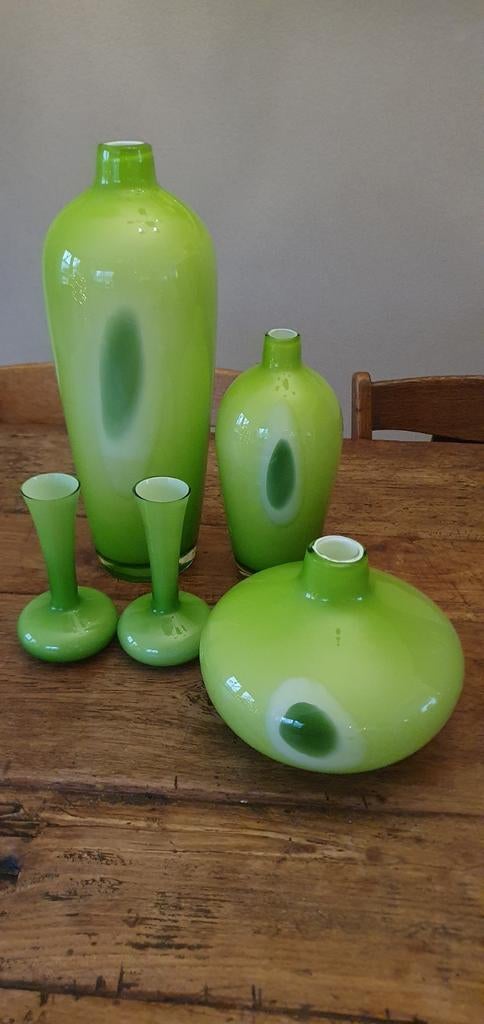 Set design glazen vazen Leonardo Beauty limoengroen, Ophalen, Groen, Glas, Minder dan 50 cm
