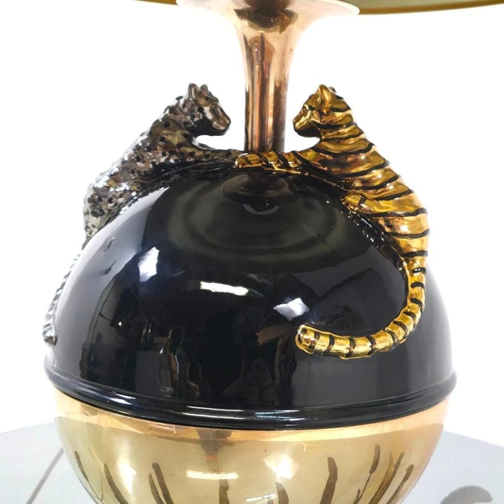 Chapman Amerika tafellamp hollywood regency panter, Gebruikt, Vintage, Metaal, Zwart