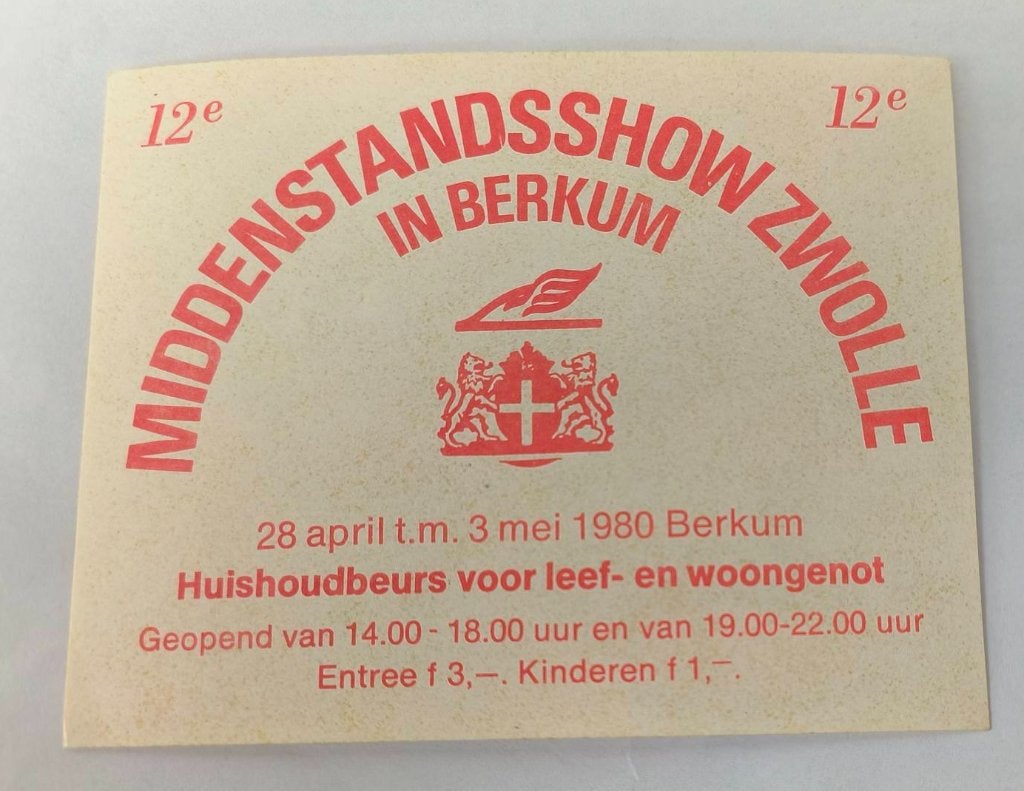 Sticker 12e Middenstandsshow Zwolle 1980, Ophalen of Verzenden, Zo goed als nieuw, Bedrijf of Vereniging