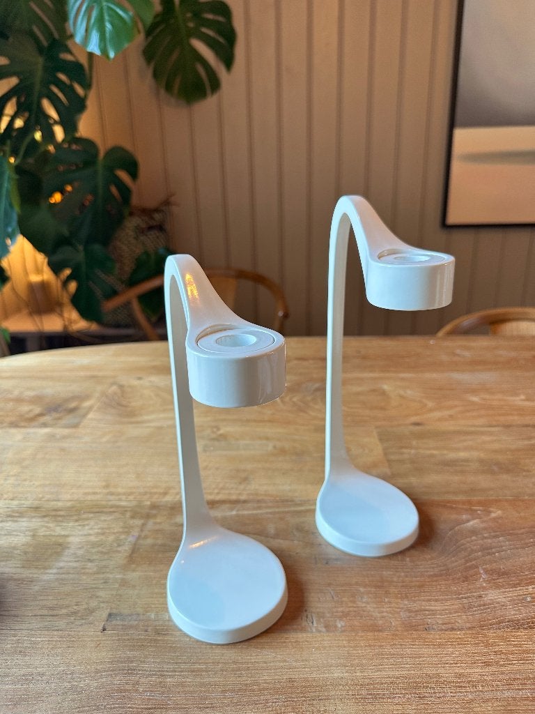 Set vintage Ikea Jätteviktig kandelaars, Wit, IKEA, Ophalen of Verzenden, Zo goed als nieuw