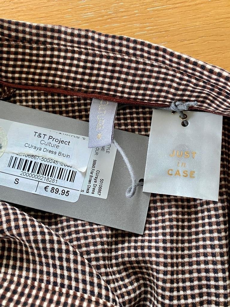 i312 Nieuw: Culture maat S=36/38 lange jurk maxi bruin/beige, Bruin, Nieuw, Ophalen of Verzenden, Maat 36 (S)