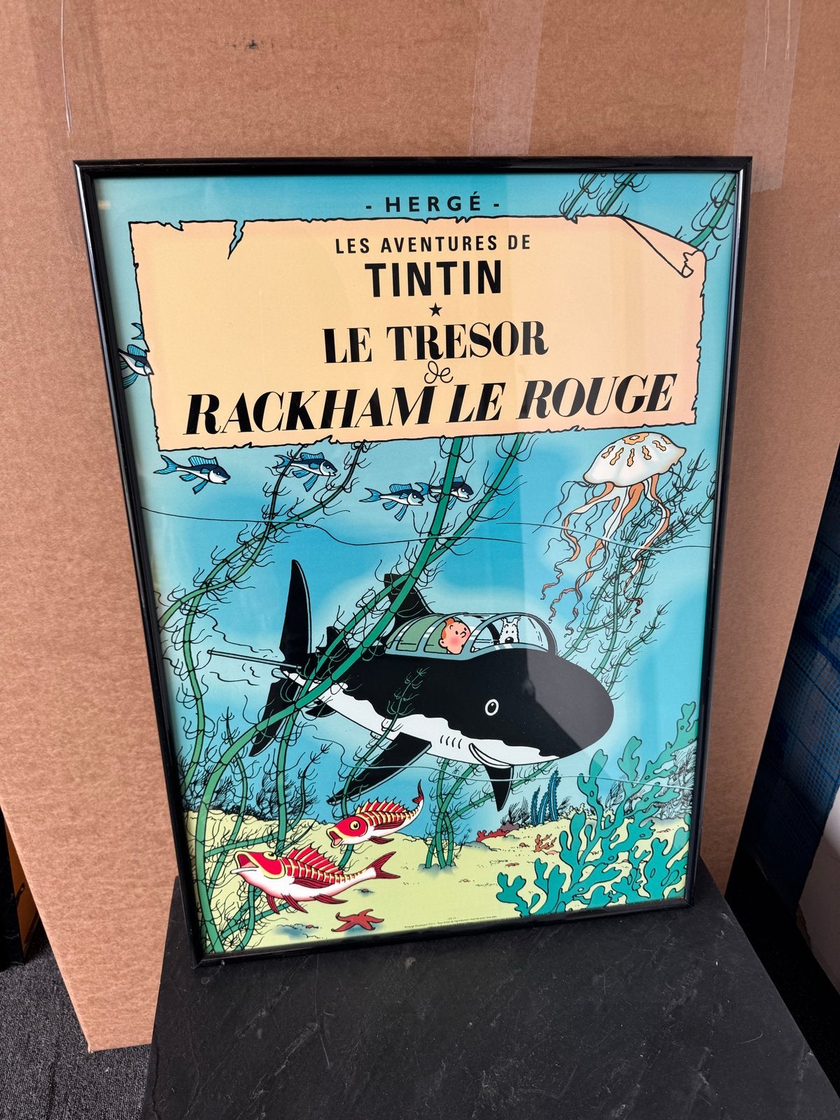 Set 4 ingelijste Kuifje-posters en 2 schilderijen (Tintin), Meerdere stripboeken, Ophalen, Zo goed als nieuw