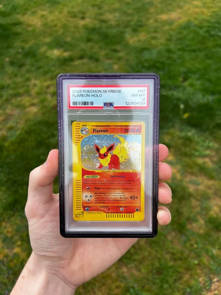 Flareon H7 Holo Pokemon Kaart PSA 8, Ophalen of Verzenden, Nieuw, Losse kaart, Foil