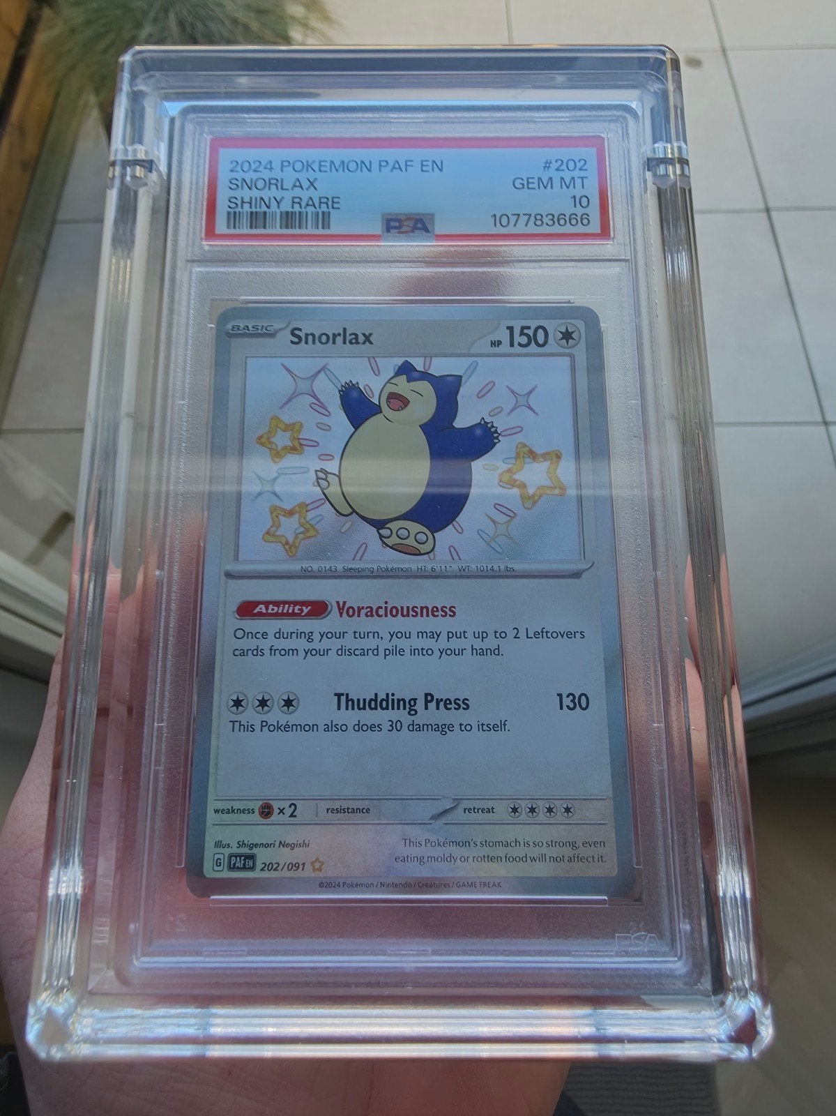 Snorlax Shiny Rare Pokémon kaart PSA 10 GEM MT, Hobby en Vrije tijd, Ophalen of Verzenden, Nieuw, Losse kaart, Foil