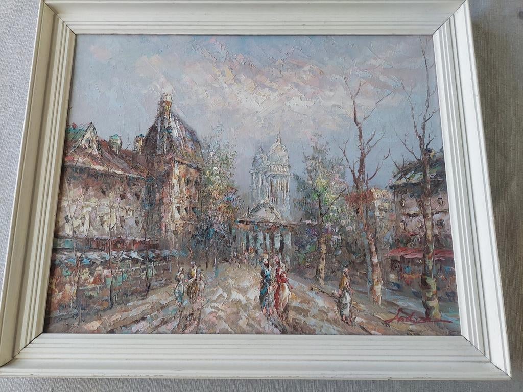 Adams Andrea olieverf schilderij Parijs gesigneerd, Antiek en Kunst, Ophalen
