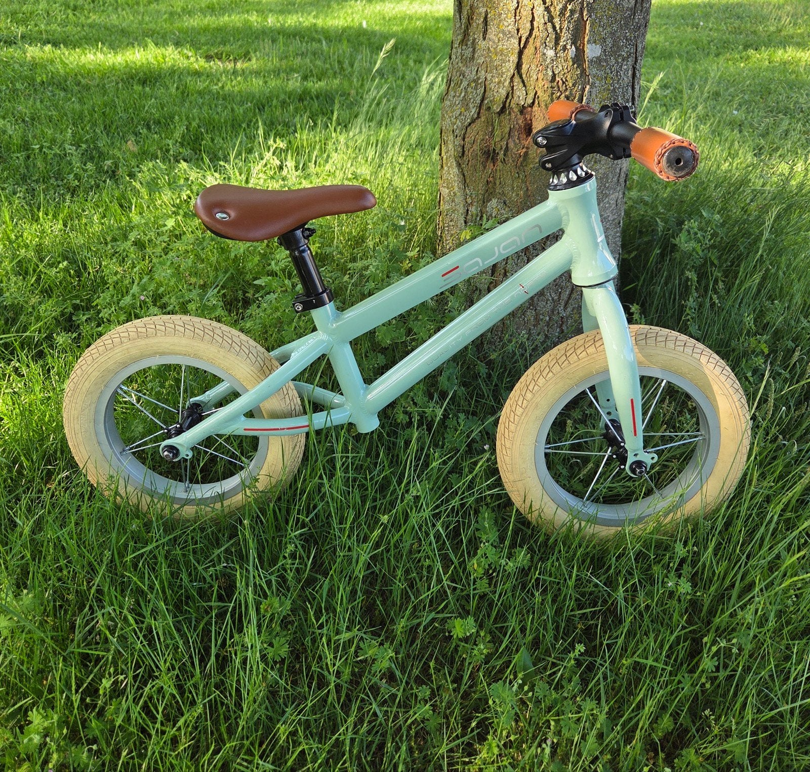 Mooie Sajan Loopfiets 12 inch – Mintgroen met Luchtbanden, Kinderen en Baby's, Ophalen, Zo goed als nieuw, Loopfiets