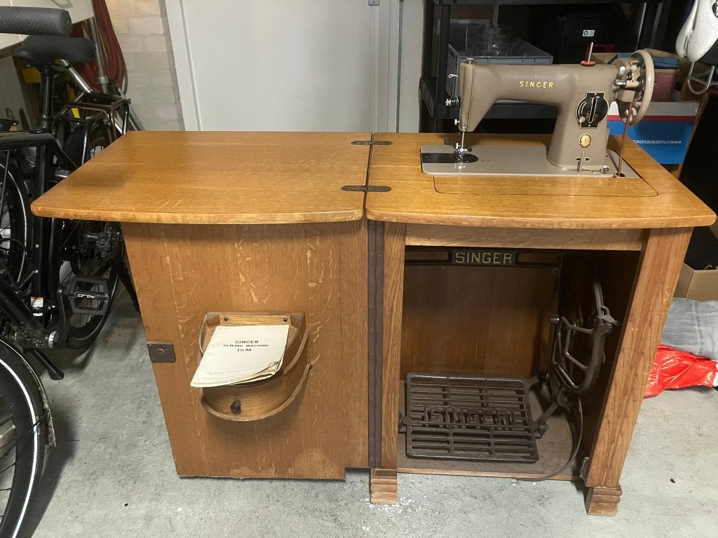 Vintage Singer Naaimachine met Houten Kast, Ophalen
