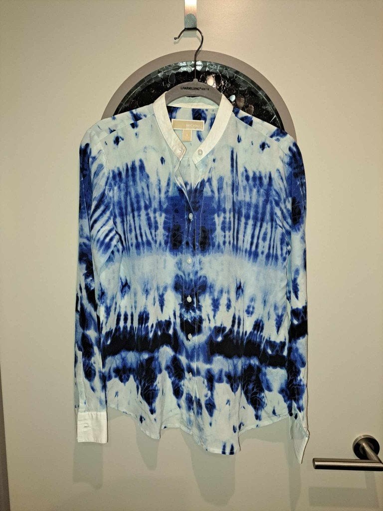 Michael Kors, blouse, mt S, pure zijde, Kleding | Dames, Michael Kors, Blauw, Ophalen of Verzenden, Zo goed als nieuw