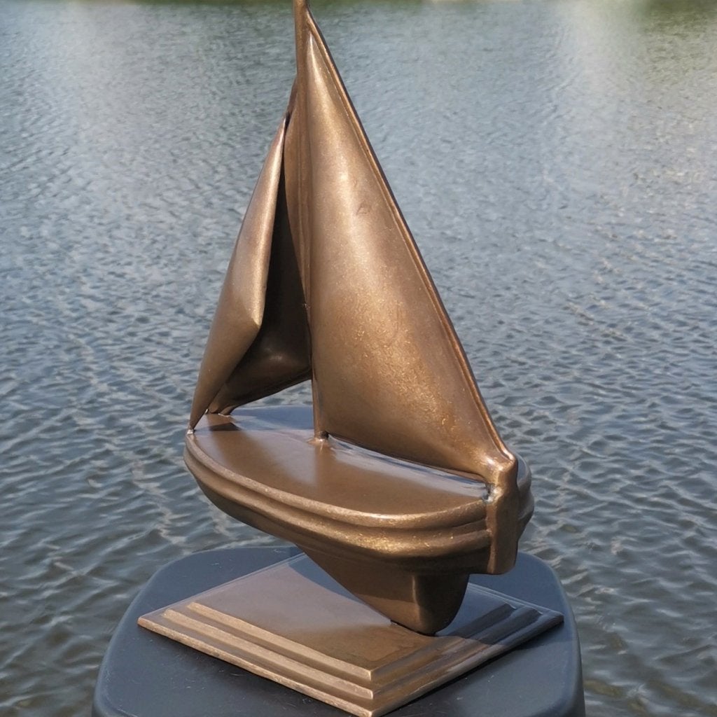Beeld: Zeilboot - Zeiljacht in brons (nieuw), Niet ingevuld, Niet ingevuld, Niet ingevuld