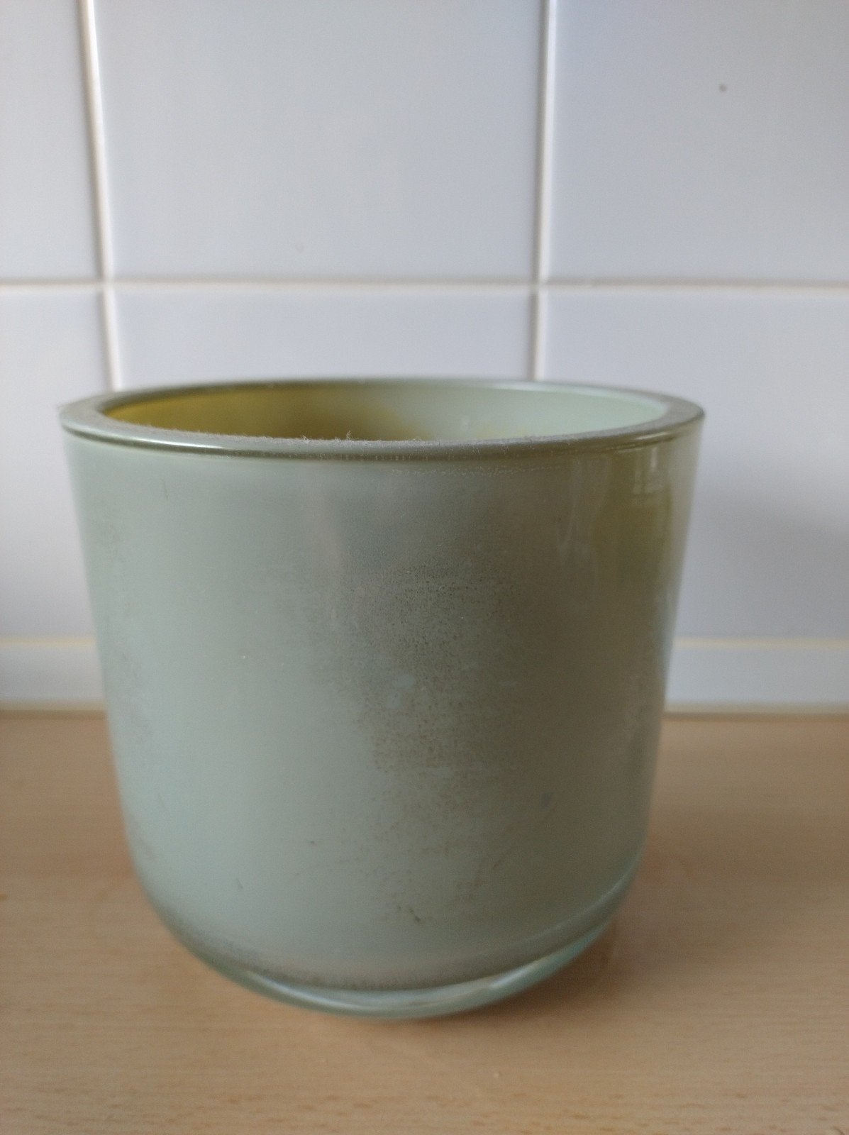 Glazen bloempot - Groen, Ophalen, Gebruikt, Met patroon/structuur, Glas