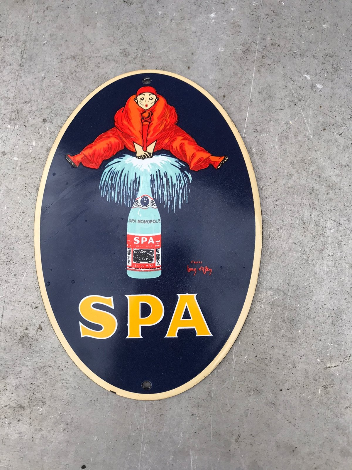 SPA emaille reclamebord, Ophalen of Verzenden, Gebruikt, Reclamebord