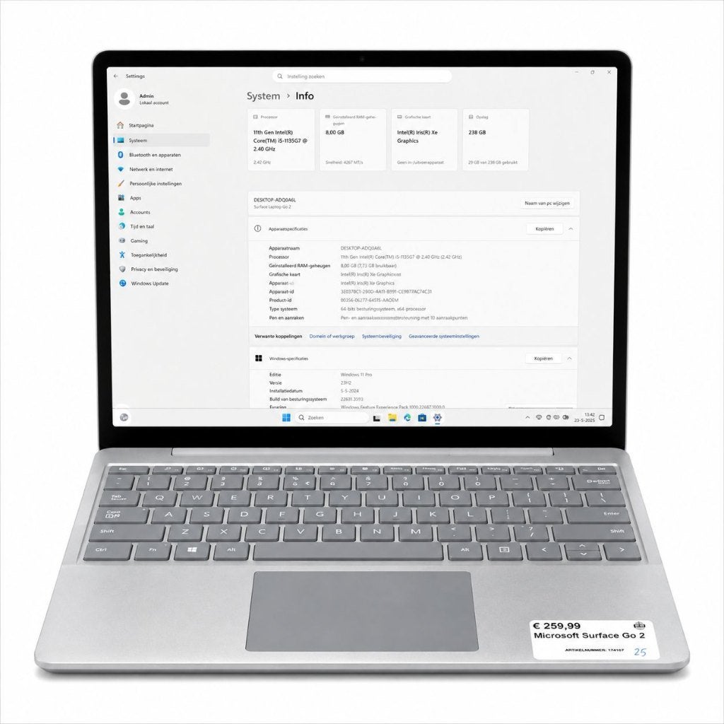Microsoft Surface Go 2 windows laptop + Office 2024 pakket, ., Ophalen of Verzenden, Zo goed als nieuw, .