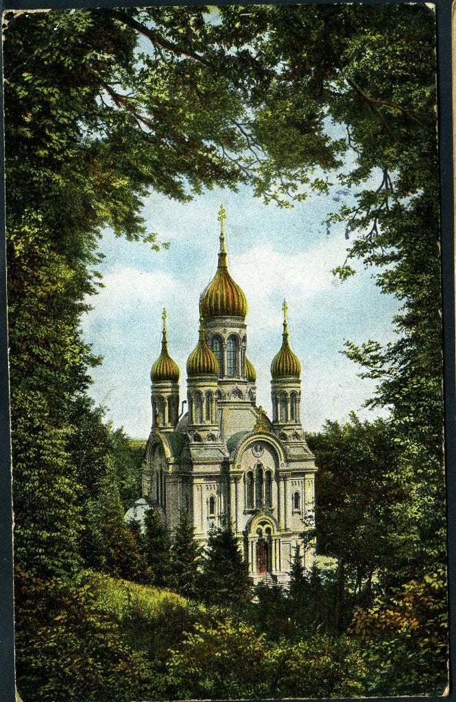 Duitse Rijk 1913 Wiesbaden Griekse Kapel > Amsterdam, Verzenden, Voor 1920, Gelopen, Gebouw