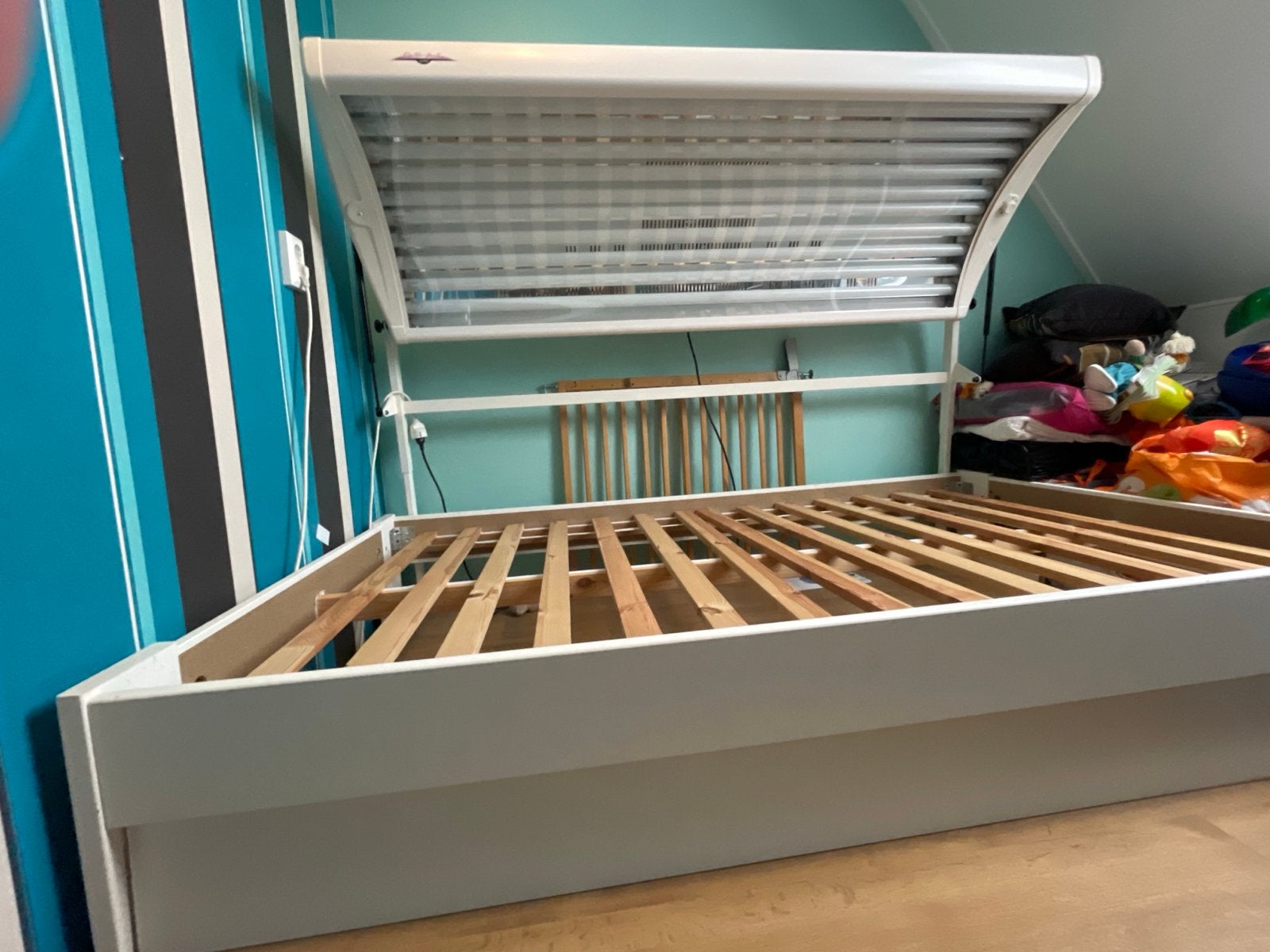Bed (ombouw) met lattenbodem 120 x 200 cm, Ophalen, Gebruikt, Wit, Twijfelaar