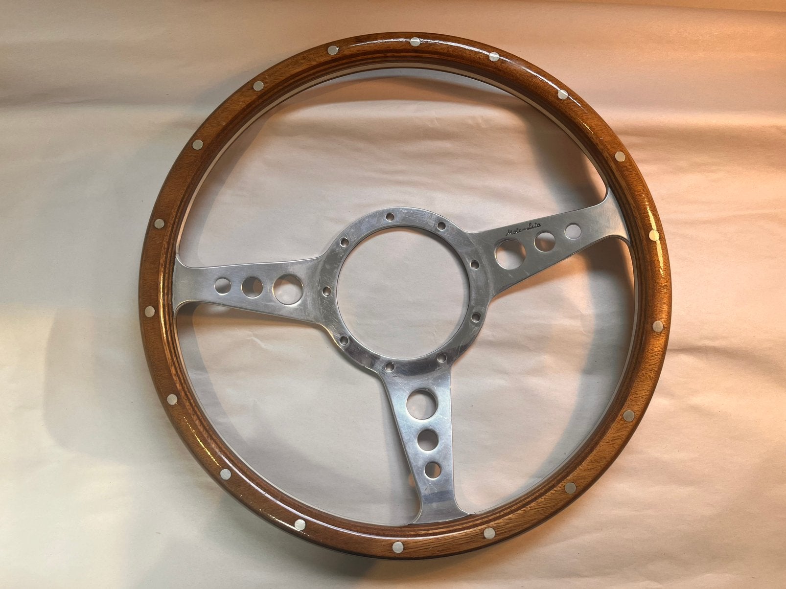 13” Moto-Lita Stuurwiel Hout/Aluminium - Klassieke Auto, Auto-onderdelen, Ophalen of Verzenden, Gebruikt, Oldtimer onderdelen