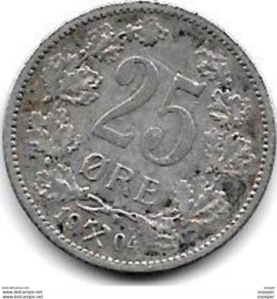 norway 25 ore 1904 km 360 vf catalog val 2016 = 40,00$, Verzenden, Overige landen, Losse munt