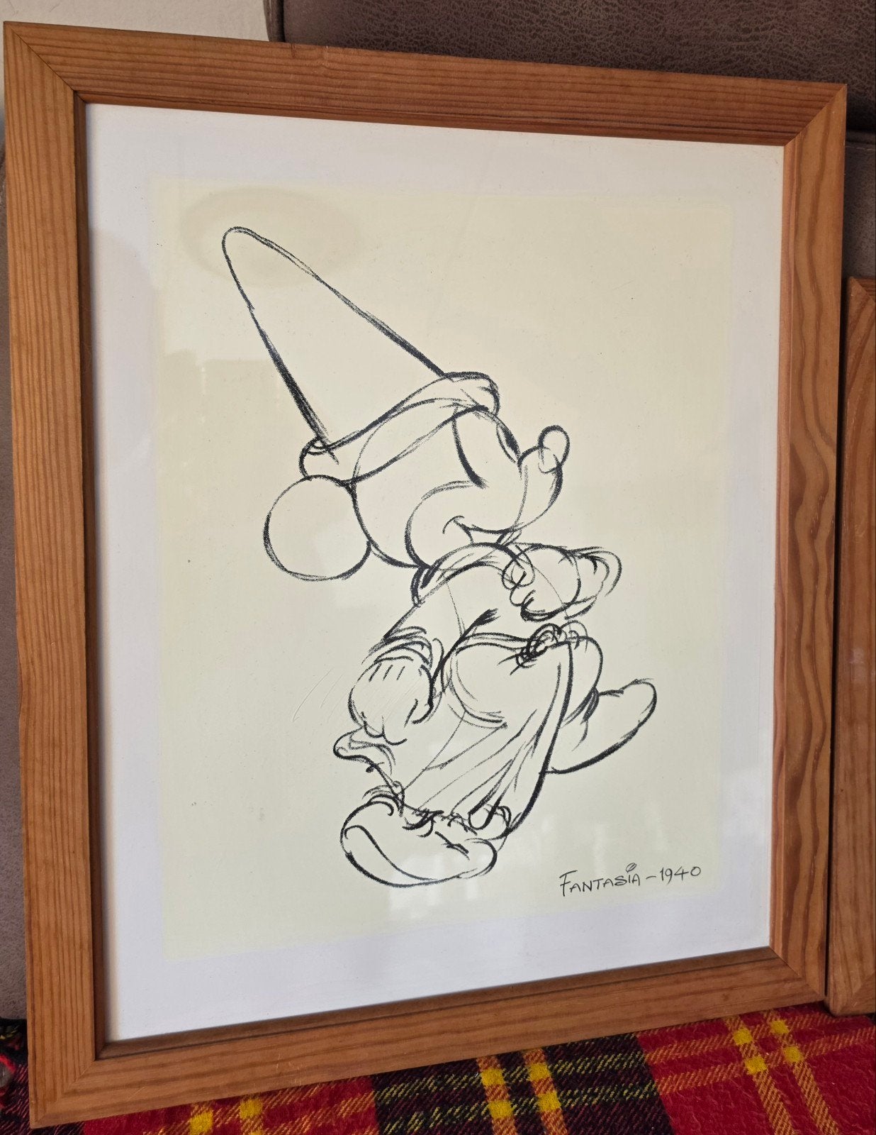Vintage Mickey Mouse Fantasia 1940 Schets Ingelijst, Antiek en Kunst, Kunst | Tekeningen en Foto's, Ophalen, Tekening, Potloodtekening