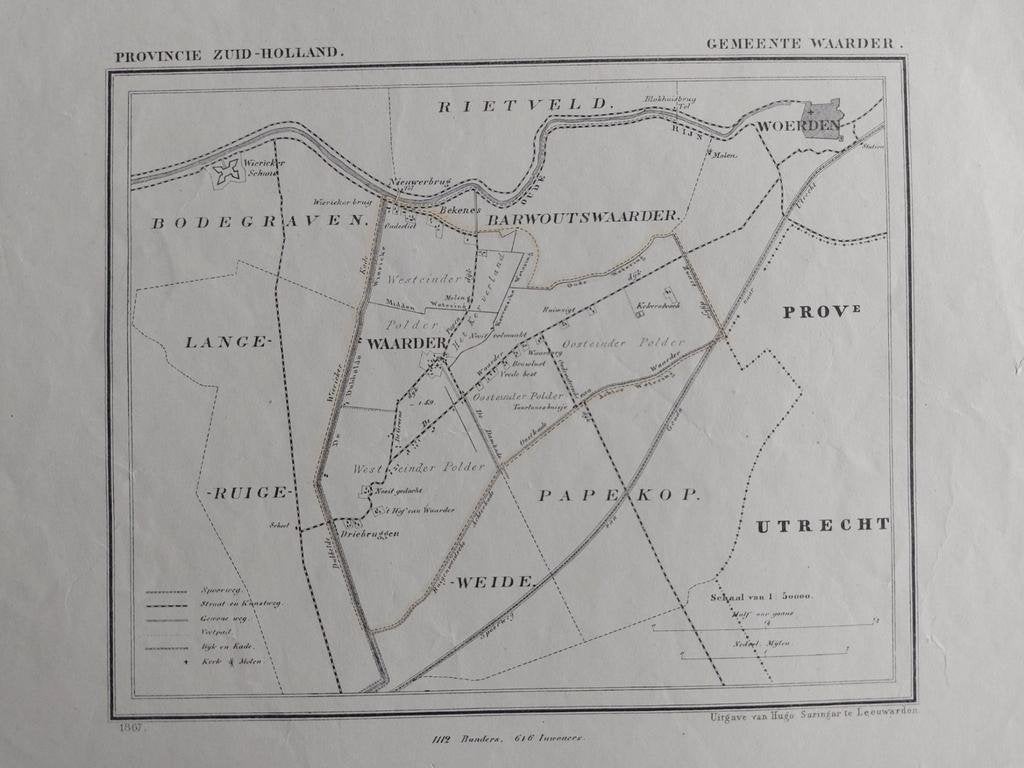 191 / Waarder Woerden Barwoutswaarder Litho 1867 J. Kuyper, Ophalen of Verzenden