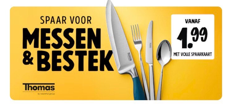 Messen en bestek zegels Jumbo. Opbrengst voor goede doelen, Jumbo, Ophalen of Verzenden