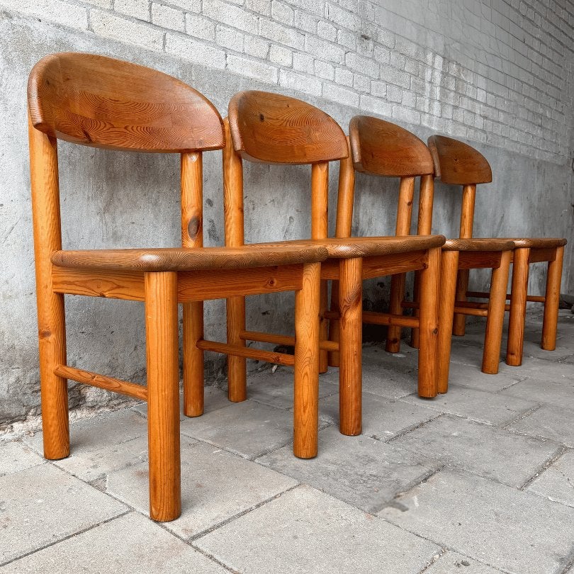 4x vintage grenen stoel - Daumiller, Huis en Inrichting, Ophalen, Gebruikt, Bruin, Onbekend