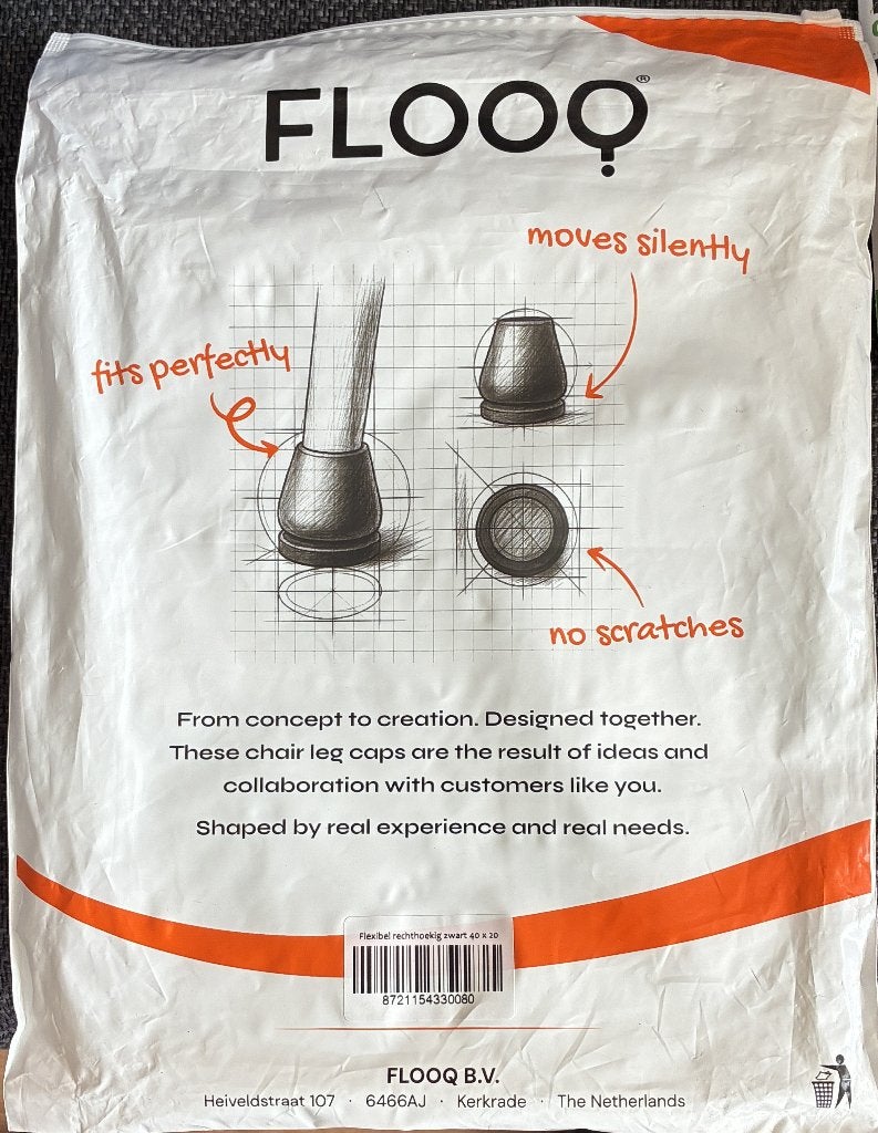 Stoelpootdoppen, Ophalen, Kunststof, Zwart, Nieuw