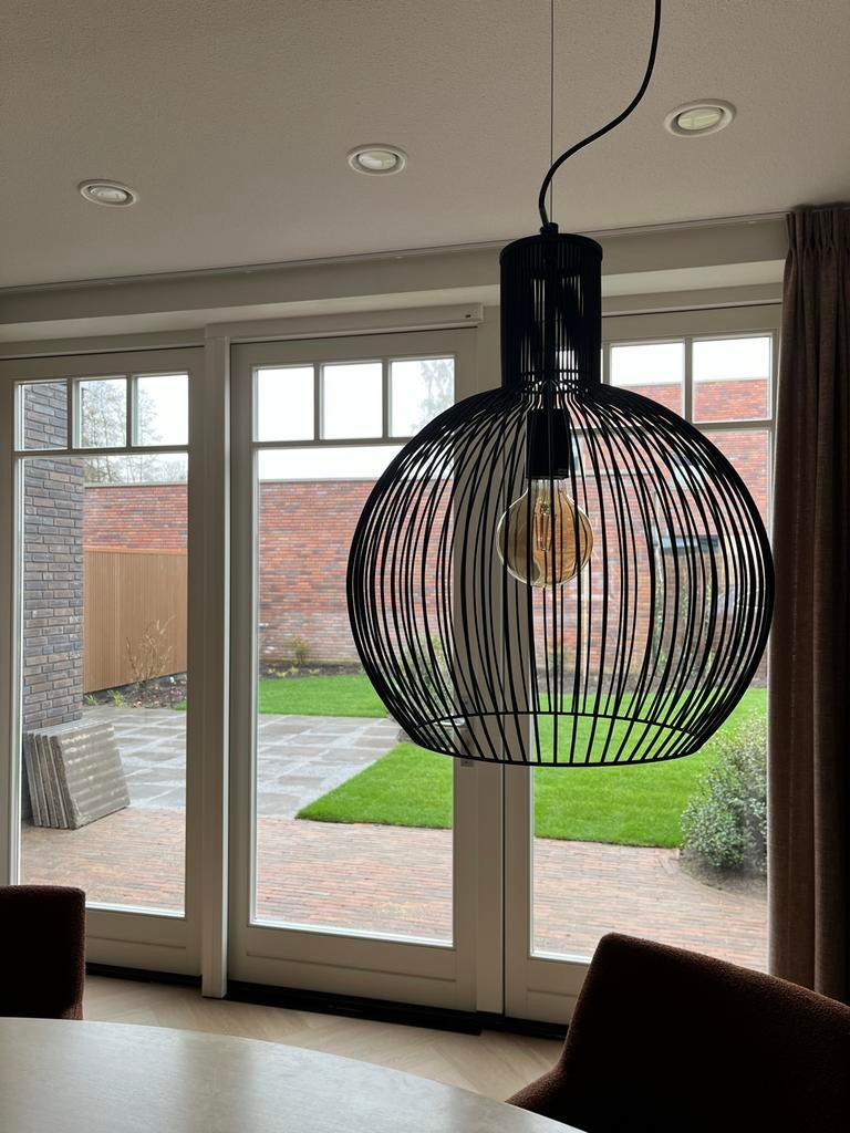 2x zwarte metalen hanglampen in Secto Octo stijl, Ophalen, Gebruikt, Metaal, 50 tot 75 cm