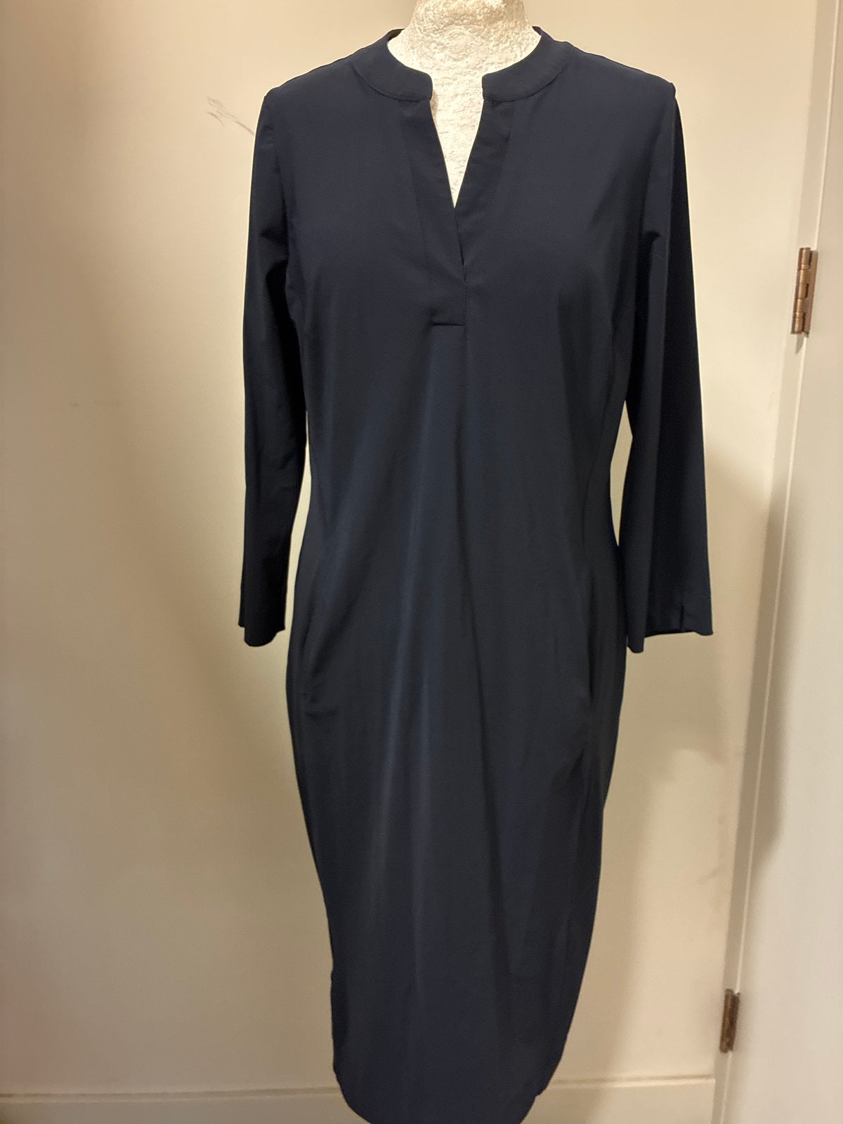 Studio Anneloes Simplicity jurk navy travelstof, Blauw, Ophalen of Verzenden, Zo goed als nieuw, Knielengte