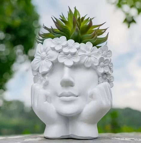 Bloempotje meisje wit hars, Kunststof, Ophalen of Verzenden, Overige vormen, Binnen