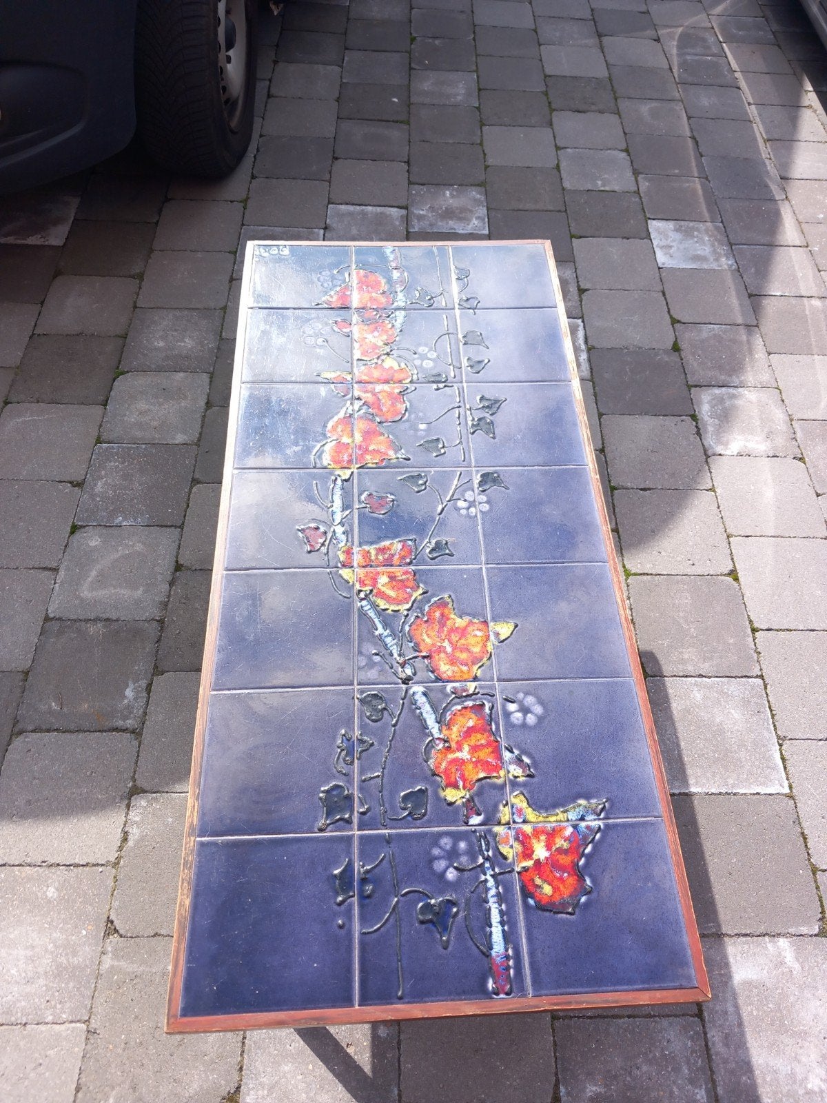 Adri salontafel met handgeschilderde tegels, Ophalen, 50 – 75, Gebruikt, 100 tot 150 cm