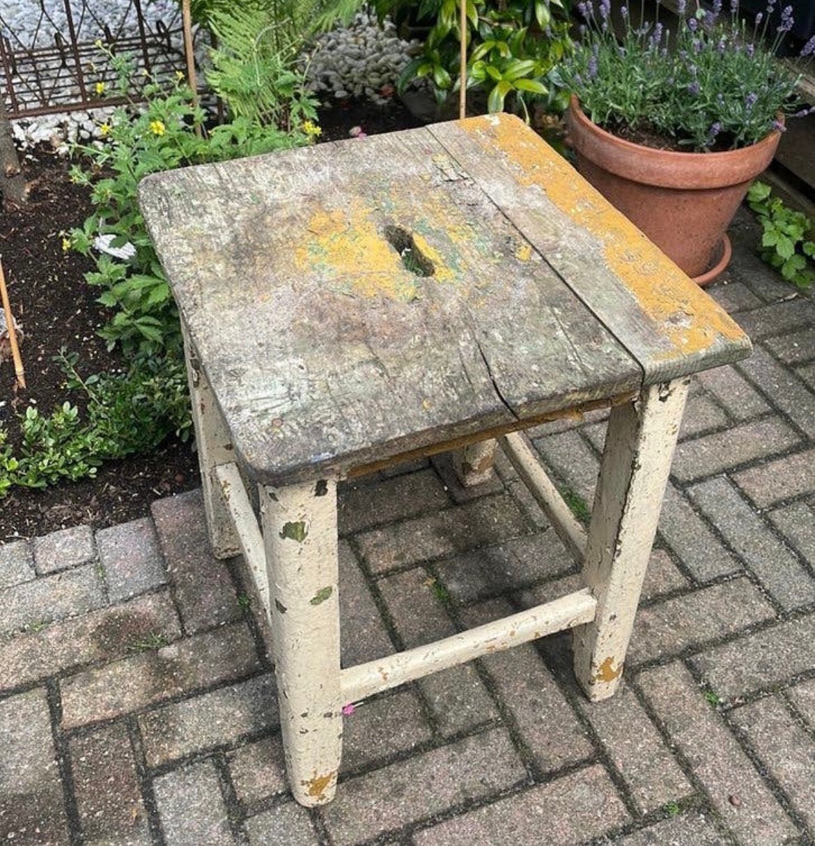 Oud Frans schilders krukje, Huis en Inrichting, Krukjes, Ophalen, Gebruikt, Hout