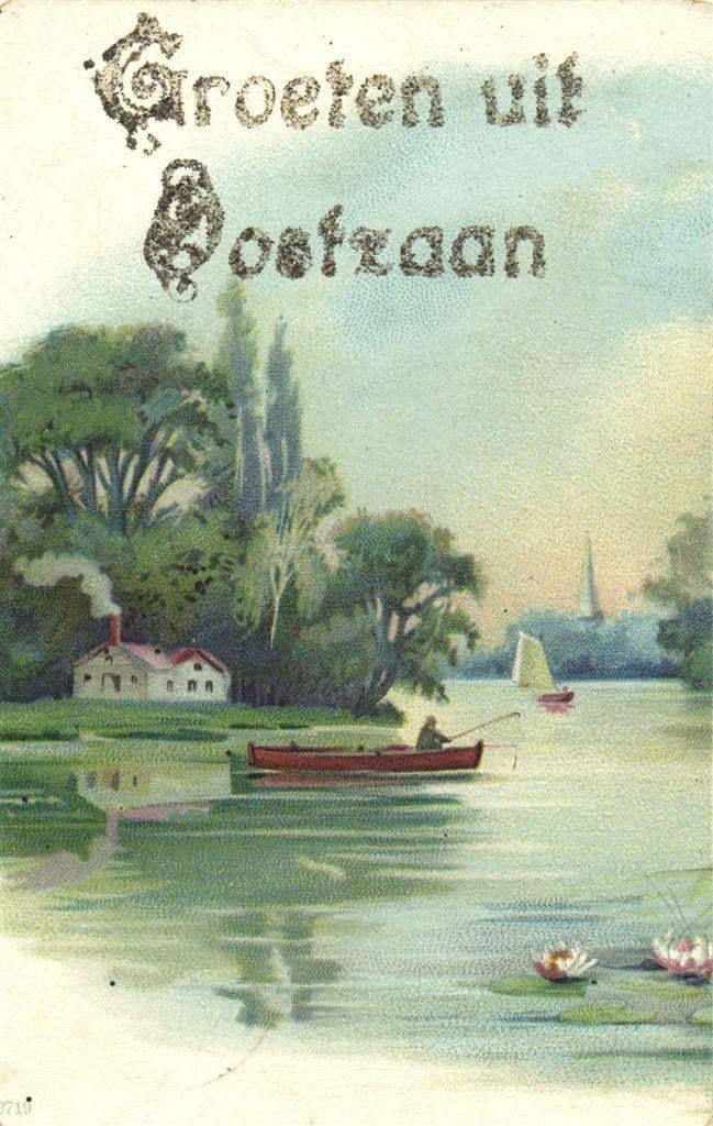 Groeten uit Oostzaan - schilderij - 1911 gelopen, Verzenden, Voor 1920, Gelopen, Noord-Brabant