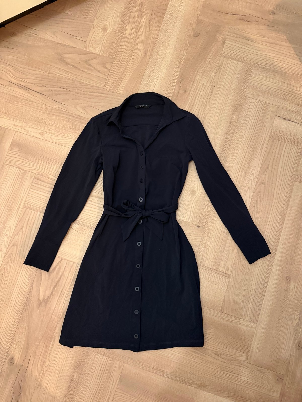 Donkerblauwe Lady Day Travelstof Jurk Maat XS, Kleding | Dames, Ophalen of Verzenden, Gedragen, Maat 34 (XS) of kleiner, Blauw