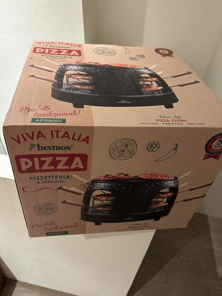 Bestron Pizzaoven APD800Z voor 8 personen - Nieuw in doos, Ophalen of Verzenden, Zo goed als nieuw, 4 t/m 7 personen