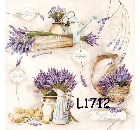 Servetten decoupage/bullet journal * Lavendel L1712, Hobby en Vrije tijd, Verzenden, Nieuw