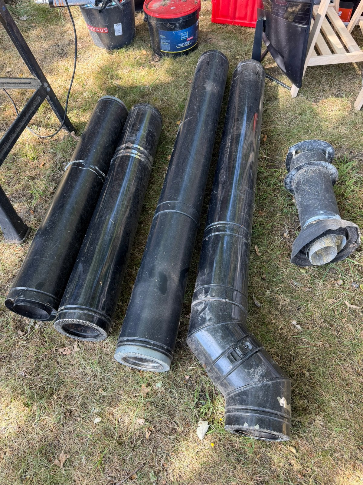 Dubbelwandige kachelpijp zwart 150 mm doorsnede, Bochten, Ophalen of Verzenden, Zo goed als nieuw, Rvs