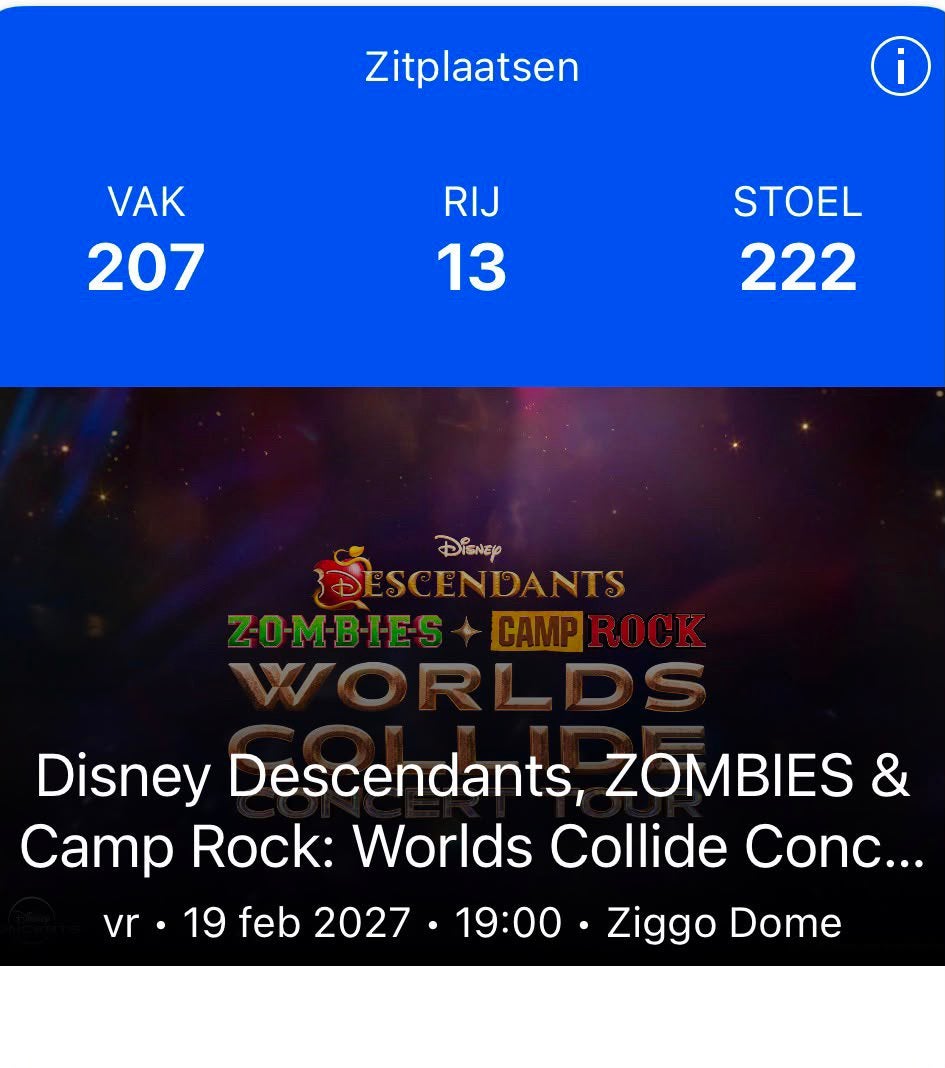 Te koop: 2 kaartjes Disney Descendants Zombies & Camp Rock, Tickets en Kaartjes, Twee personen