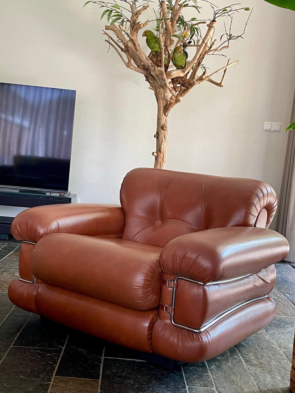 Zeldzame Ceriotti Italia Pompon fauteuils - (2 stuks), Huis en Inrichting, Fauteuils, Ophalen, Gebruikt, Space Age design, 75 tot 100 cm