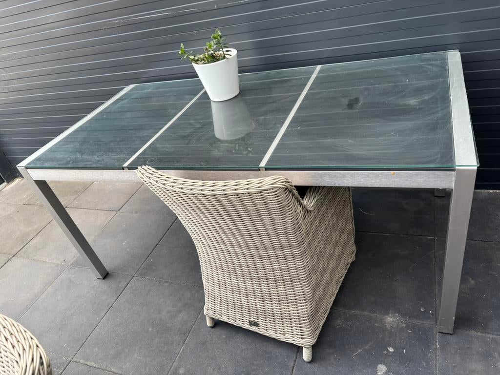 Tuintafel, Tuin en Terras, Tuintafels, Ophalen of Verzenden, Zo goed als nieuw, Rechthoekig, Aluminium