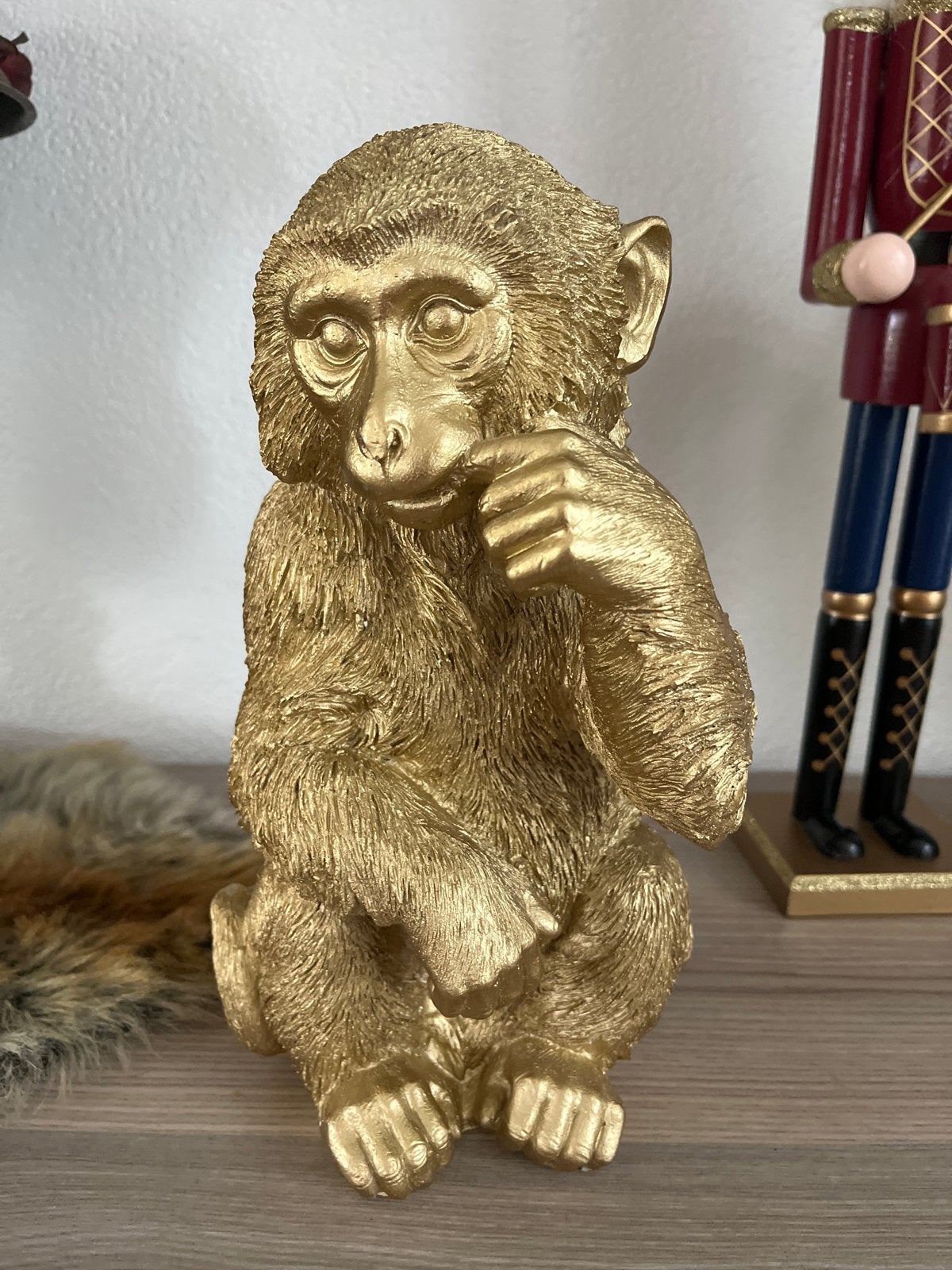 Gouden decoratie aap 30 cm, Huis en Inrichting, Woonaccessoires | Overige, Overige materialen, Nieuw, Ophalen of Verzenden, Goud