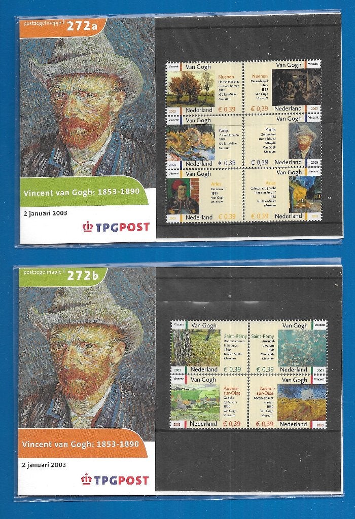 Postzegelmapje 272 A & B - Vincent van Gogh 1853-1890, Verzenden, Na 1940, Postfris