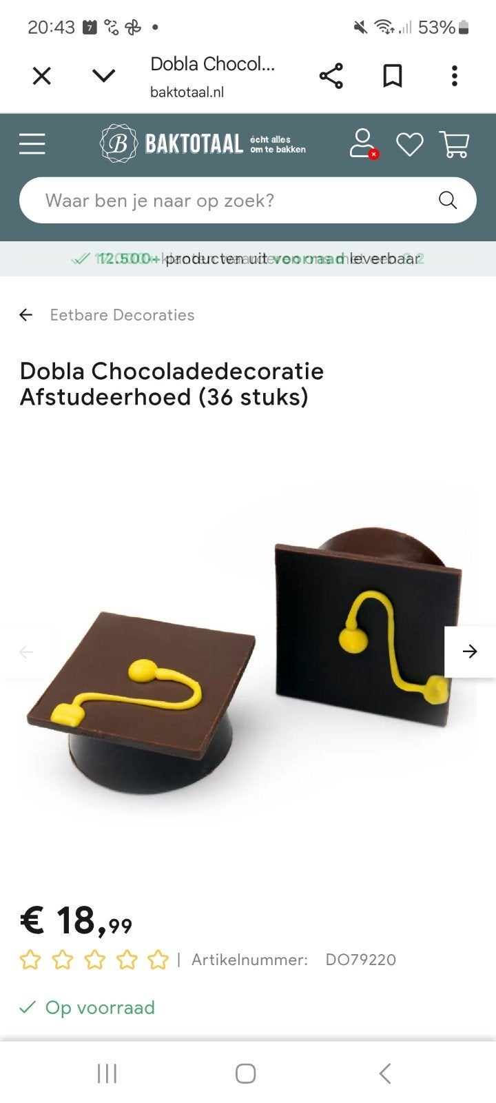 chocolade versiering voor diploma geslaagd, Hobby en Vrije tijd, Feestartikelen, Ophalen, Versiering, Overige