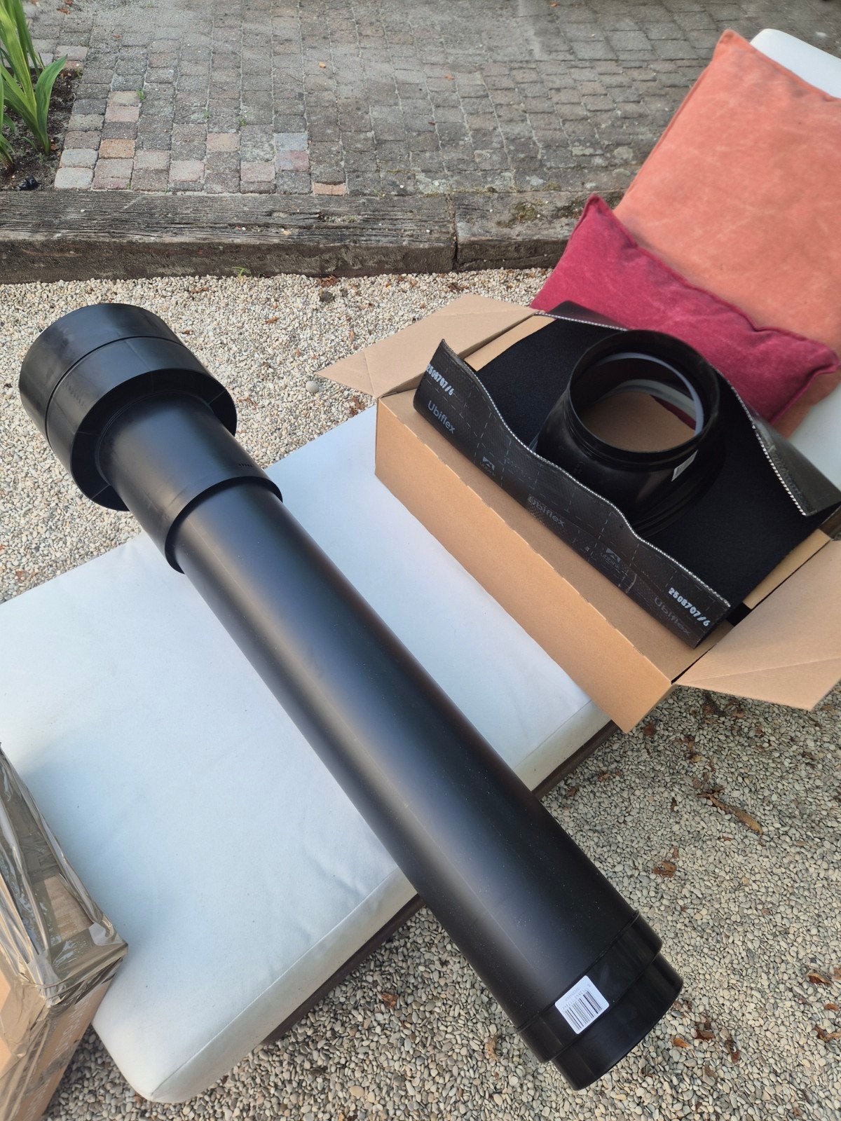 Geisoleerde dakdoorvoer pijp 150 / 160 mm, Ophalen, Afvoer, Pvc, Nieuw
