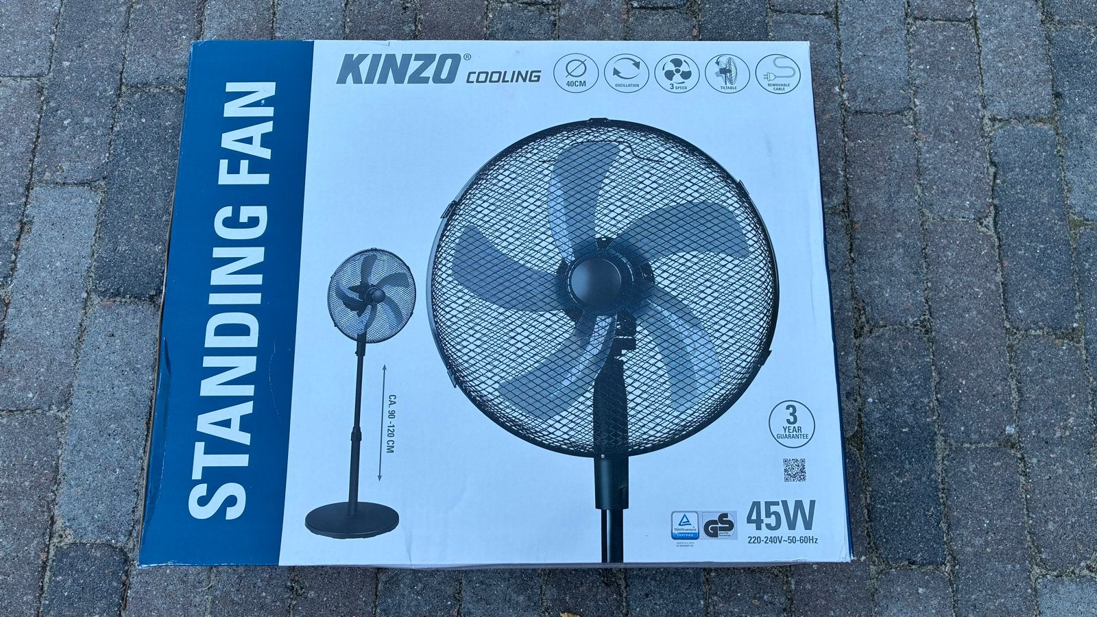 Nieuwe Kinzo ventilator 45W - Zwart, Witgoed en Apparatuur, Ophalen, Nieuw, Statiefventilator